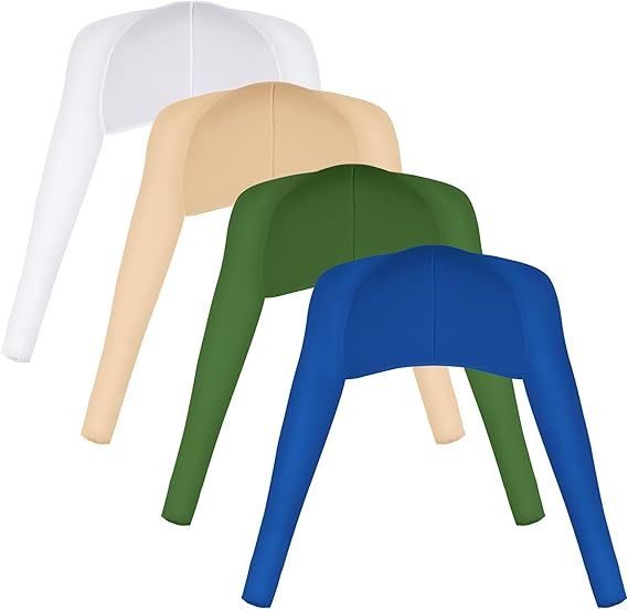 Cooling sun-protection shawls in white, beige, dark green, and blue with hooded sleeves