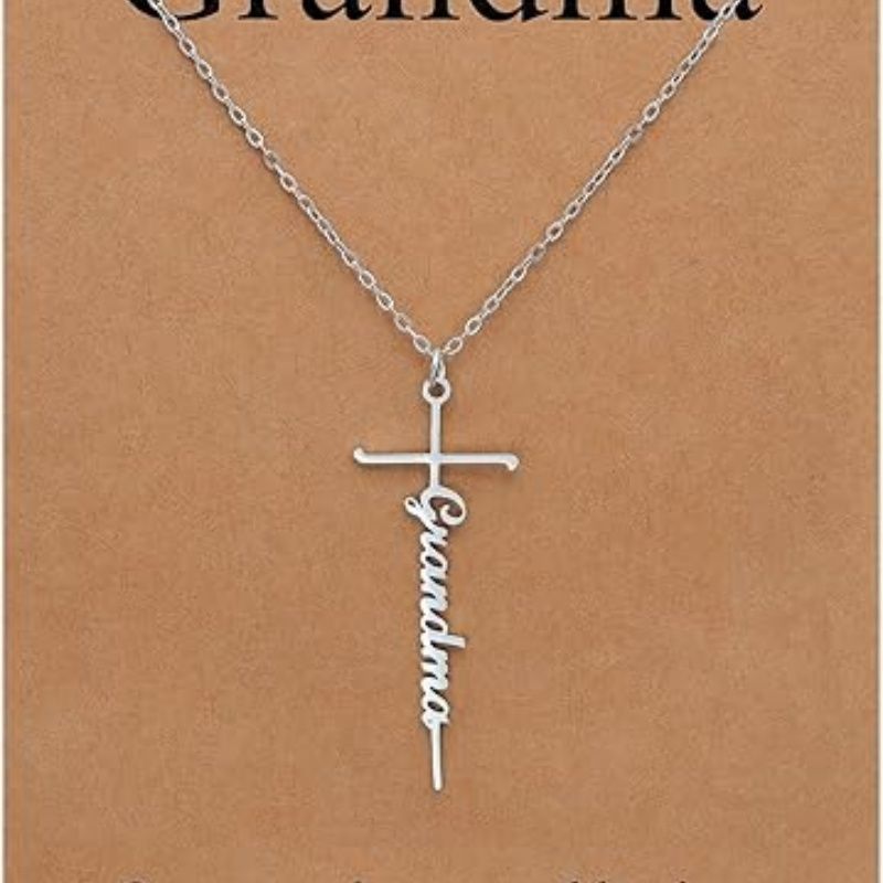 Faith cross pendant necklace with silver chain and faith cursive charm