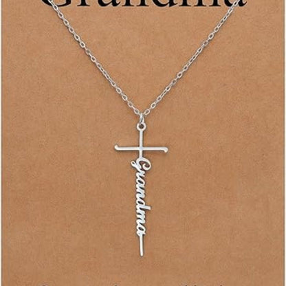 Faith cross pendant necklace with silver chain and faith cursive charm