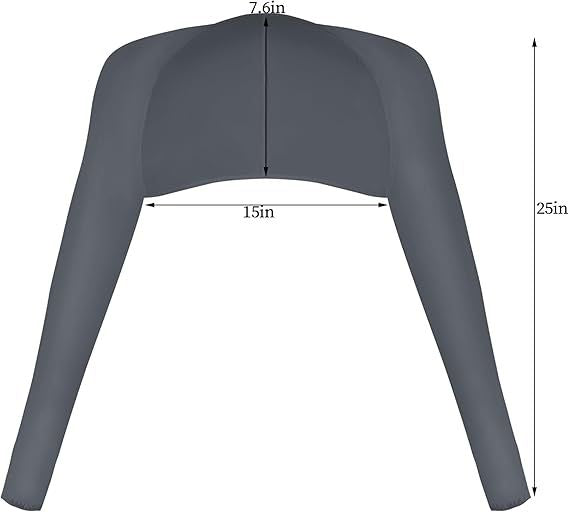 Dark gray long-sleeve cooling shawl with V-shaped opening; 25 in length shown.