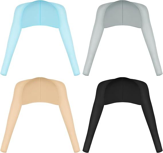 4-piece cooling sun protection shawl set with long sleeves in light blue, gray, beige, black
