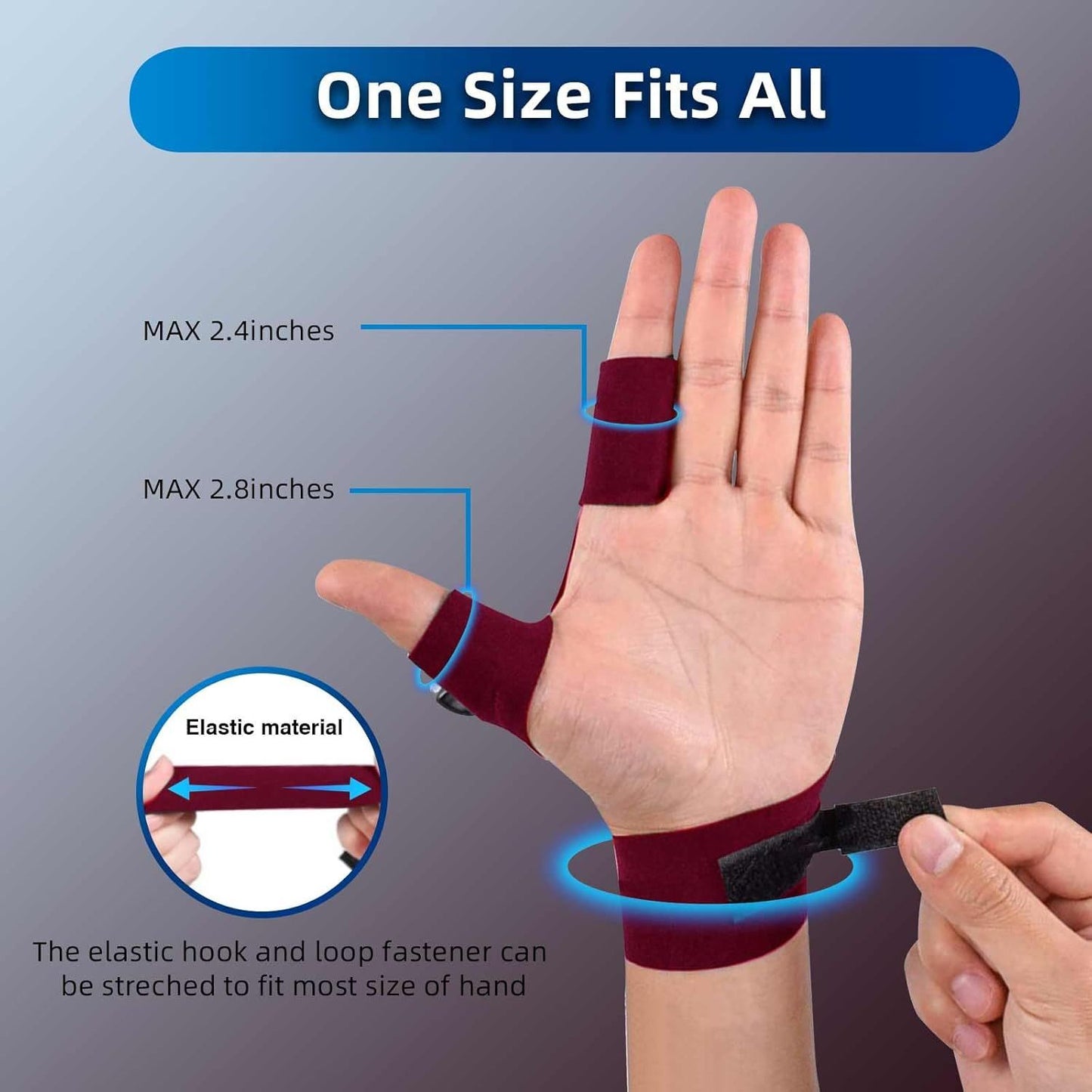 Wine red LED flashlight gloves showing adjustable fit and glowing finger lights