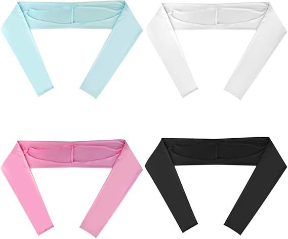 4-piece cooling sun protection shawl set with long sleeves in light blue, white, pink, black