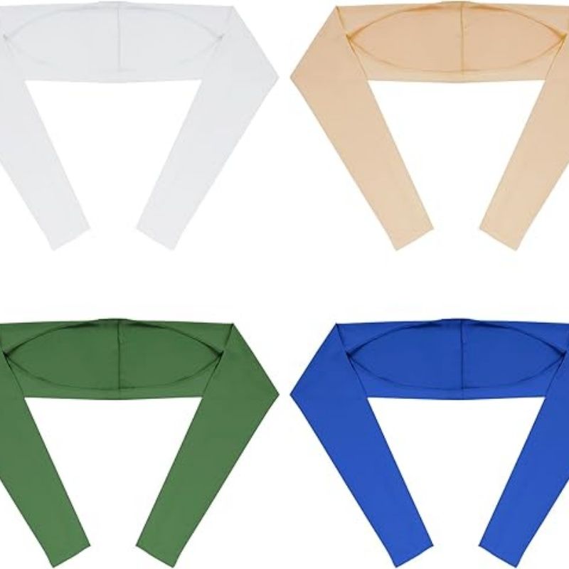 Set of four cooling sun-protection shawls with long sleeves in white, tan, green, blue