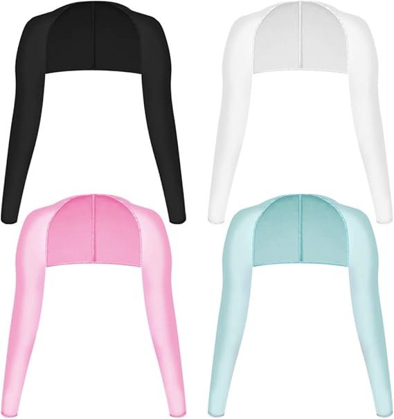 Cooling sun-protection shawl set with long sleeves in black, white, pink, light blue