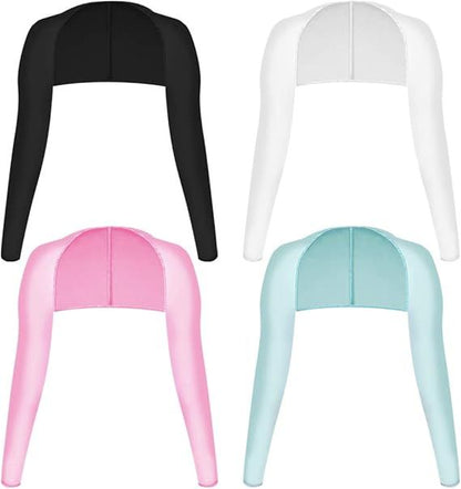 Cooling sun-protection shawl set with long sleeves in black, white, pink, light blue