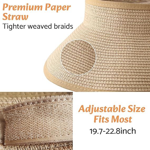 Paper straw sun hat close-up showing tighter woven braid and adjustable band section