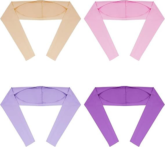 Set of four cooling shawl shrugs with long sleeves in beige, pink, light purple, purple