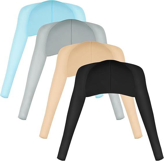 4-piece cooling sun protection shawl set with long sleeves in light blue, gray, beige, black