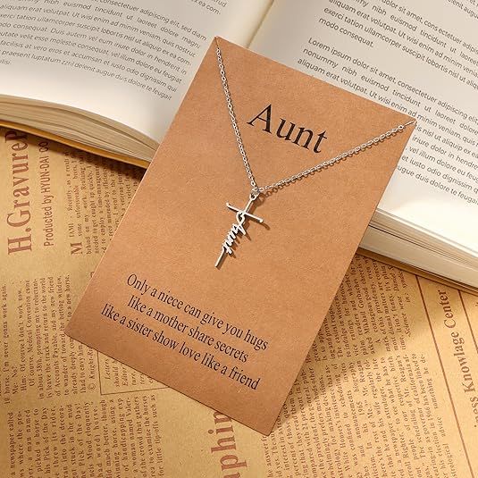 Aunt faith cross pendant necklace on a silver-tone chain