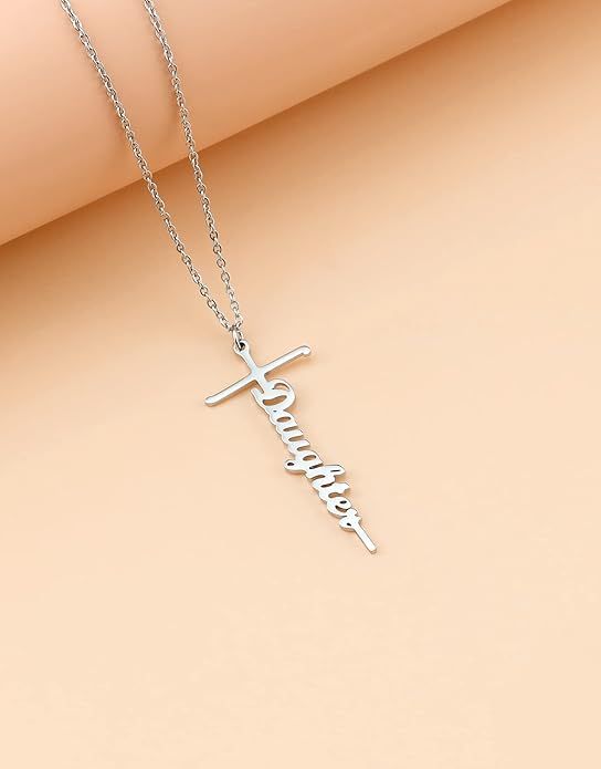 Faith cross pendant necklace on a silver-tone chain