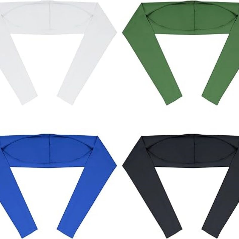 Set of four cooling sun-protection shawls with long sleeves in white, green, blue, dark