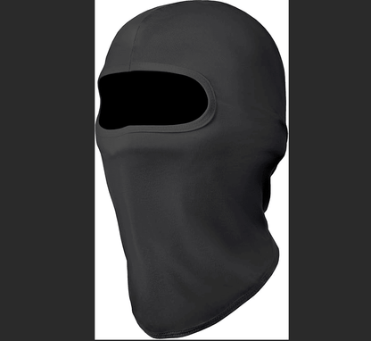 Black full-face balaclava ski mask with oval eye opening and smooth face panel