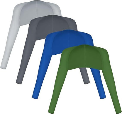 Cooling sun-protection shawls in light gray, dark gray, blue, and green with hooded sleeves