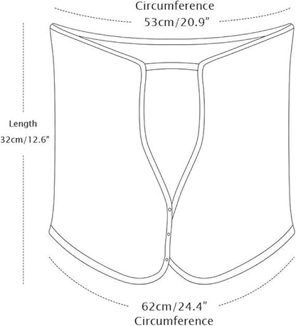 Mesh neck shade cap drape diagram with button front and side openings