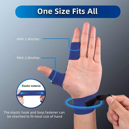 Blue LED flashlight glove on hand with adjustable elastic straps and glowing finger lights