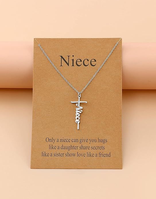 Niece faith cross pendant necklace on a silver-tone chain