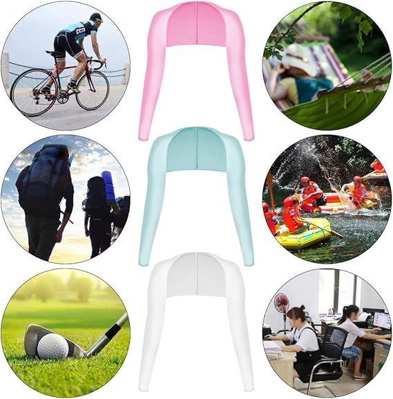 Cooling sun protection shawl with long sleeves in pink, light blue, and white set